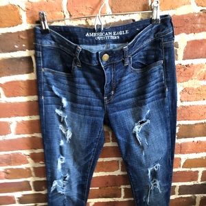 Destroyed Dark Wash Skinny Jeans